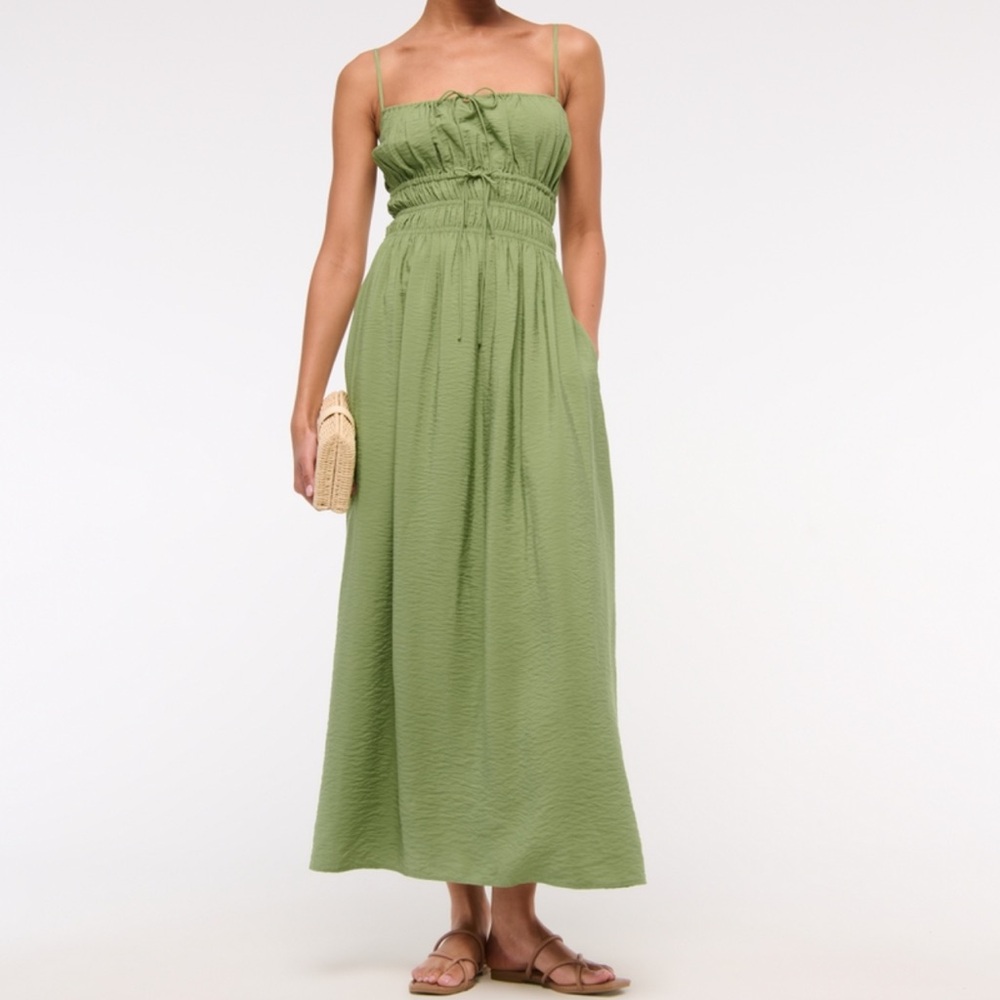Abercrombie Smocked Tie Front Maxi Dress
